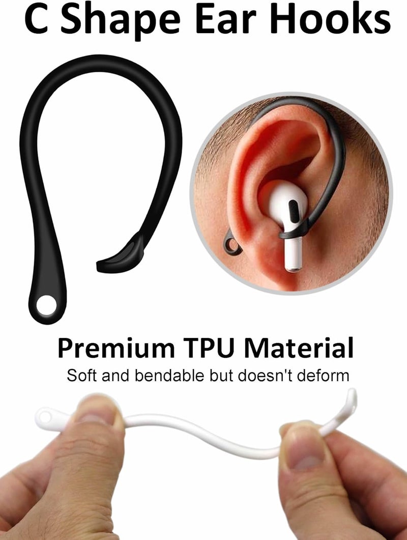 A-Focus Anti-Slip Set for AirPods 4 Silicone Adjustable Ear Hook Ergonomic Design Wings Wingtip Ear Hooks Tips Strap Sport Earbuds Accessories Eartip Compatible with AirPods 4th Black - Image 5